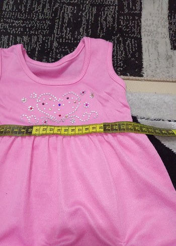 9-12 Ay Beden Pembe Kız Çocuk Straplez Fırfırlı Elbise