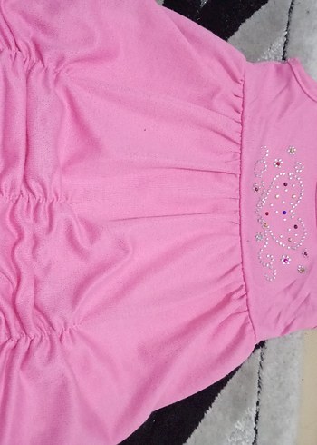 Pembe Kız Çocuk Straplez Fırfırlı Elbise
