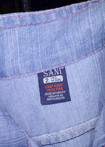 12-18 Ay Beden mavi Renk Kız Çocuk Mavi Kısa Kollu Denim Elbise