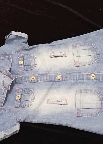 Kız Çocuk Mavi Kısa Kollu Denim Elbise