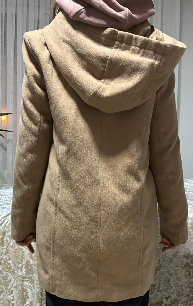 Bej Süet Midi Kadın Kaban - Görsel 2