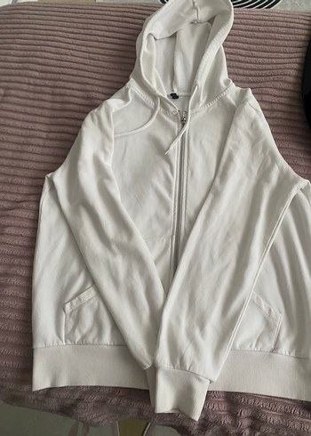 Beyaz Fermuarlı Kadın Sweatshirt - Görsel 4