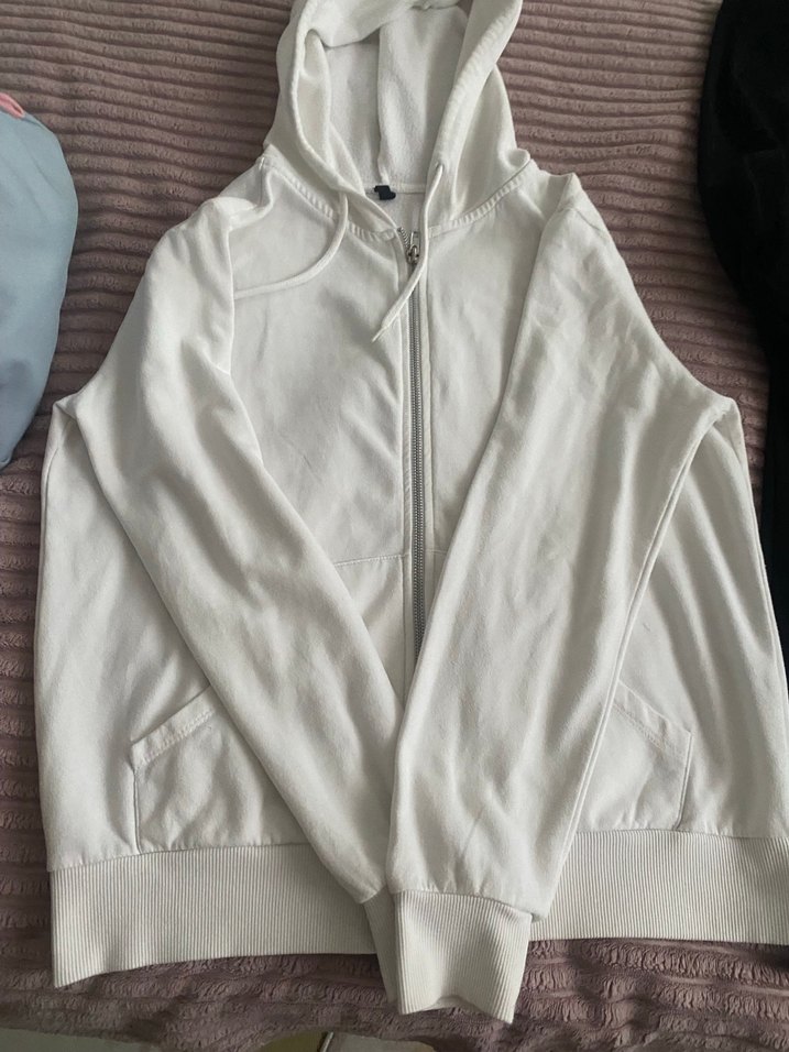 Beyaz Fermuarlı Kadın Sweatshirt - Görsel 2