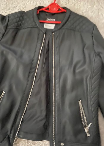 Siyah Kadın Deri Biker Ceket - Görsel 5