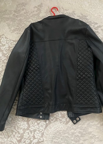 Siyah Kadın Deri Biker Ceket - Görsel 3