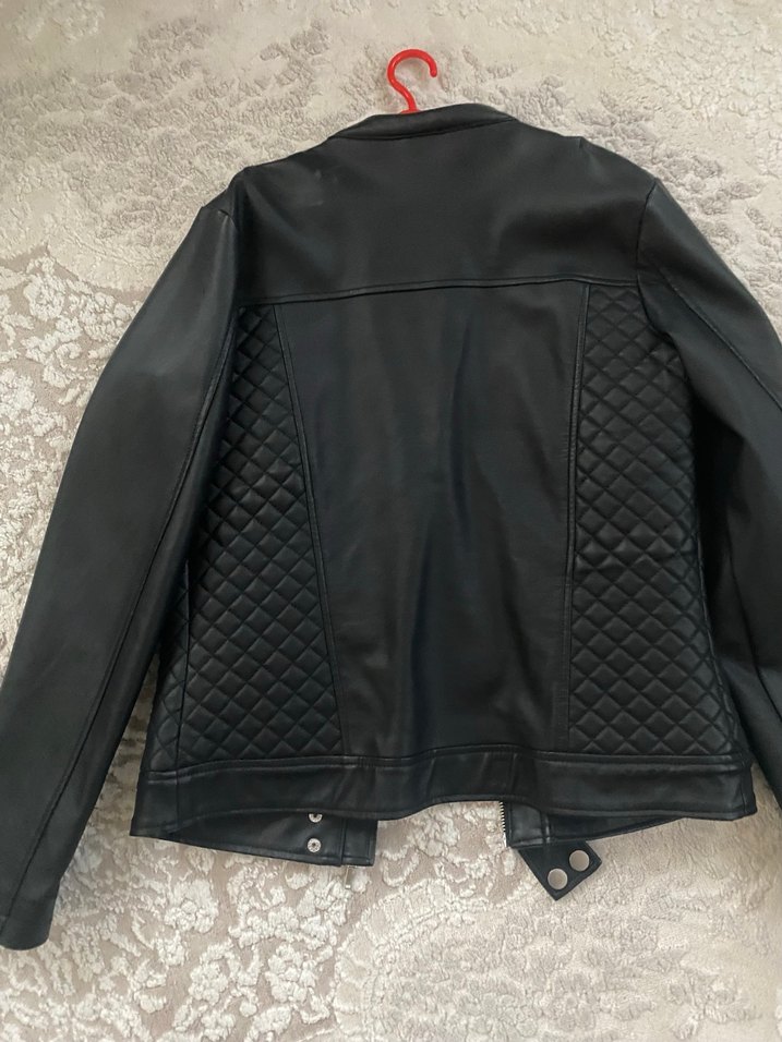 Siyah Kadın Deri Biker Ceket - Görsel 3