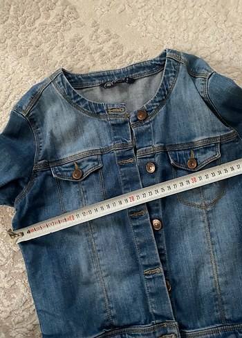 Düğmeli Mavi Kadın Kot Ceket - Görsel 5