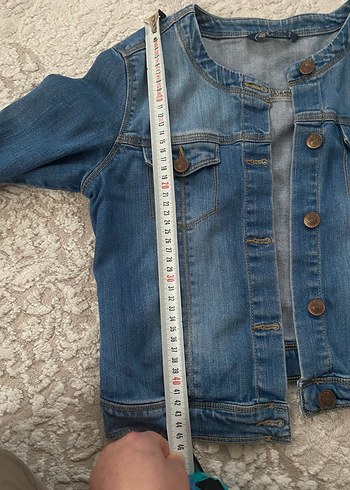 Düğmeli Mavi Kadın Kot Ceket - Görsel 2