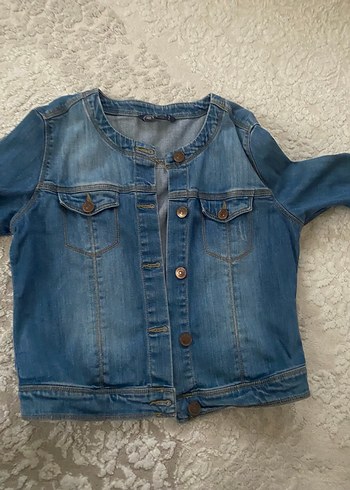 Düğmeli Mavi Kadın Kot Ceket - Görsel 4