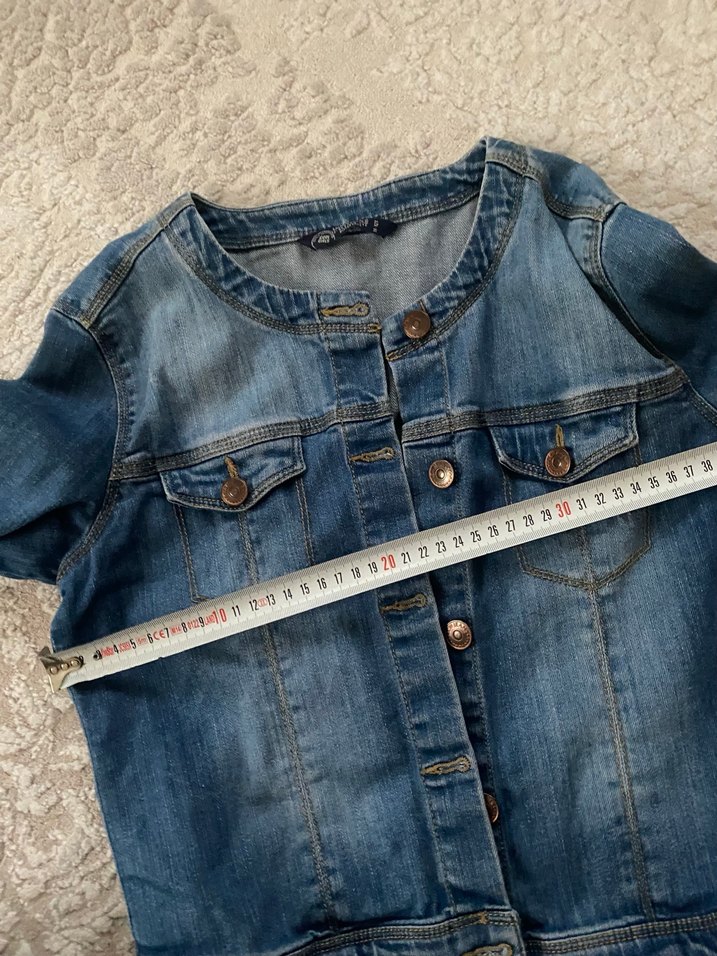 Düğmeli Mavi Kadın Kot Ceket - Görsel 5