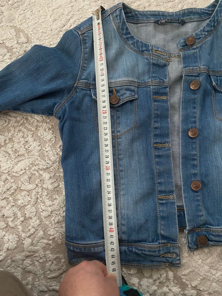 Düğmeli Mavi Kadın Kot Ceket - Görsel 2