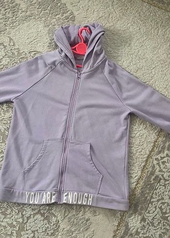 Kız Çocuk Gri Fermuarlı Kapüşonlu Ceket - Görsel 7