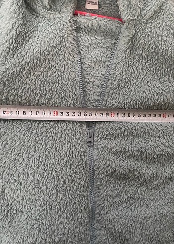 Peluş Kapüşonlu Gri kız çocuk Ceket - Görsel 2