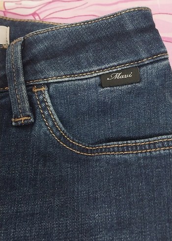 Lacivert Baskılı Esnek kız çocuk Kot Pantolon - Görsel 7