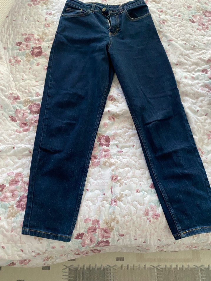 Lacivert Baskılı Esnek kız çocuk Kot Pantolon - Görsel 4