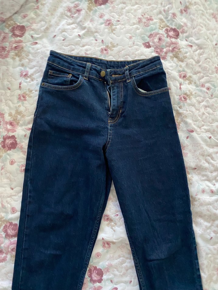 Lacivert Baskılı Esnek kız çocuk Kot Pantolon - Görsel 5