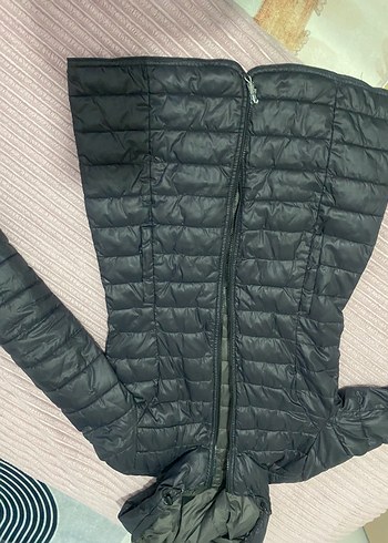 Gri Fermuarlı Kadın Kışlık Mont - Görsel 4