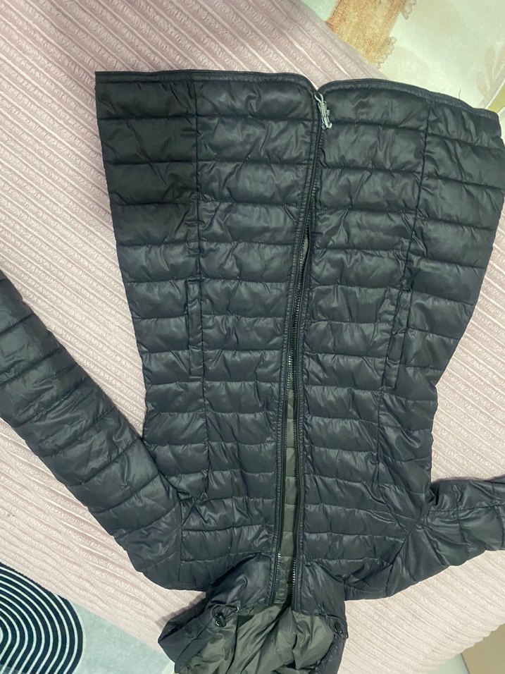 Gri Fermuarlı Kadın Kışlık Mont - Görsel 4