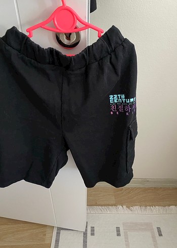 Kız çocuk Siyah Pamuklu Rahat Kesim Şort - Görsel 3