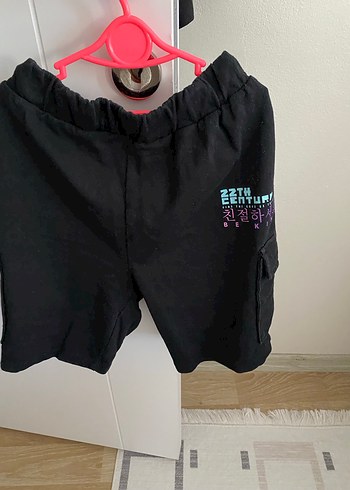 Kız çocuk Siyah Pamuklu Rahat Kesim Şort - Görsel 4