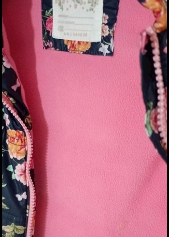 Çiçek Desenli Kız Çocuk Kapüşonlu Yelek - Görsel 4