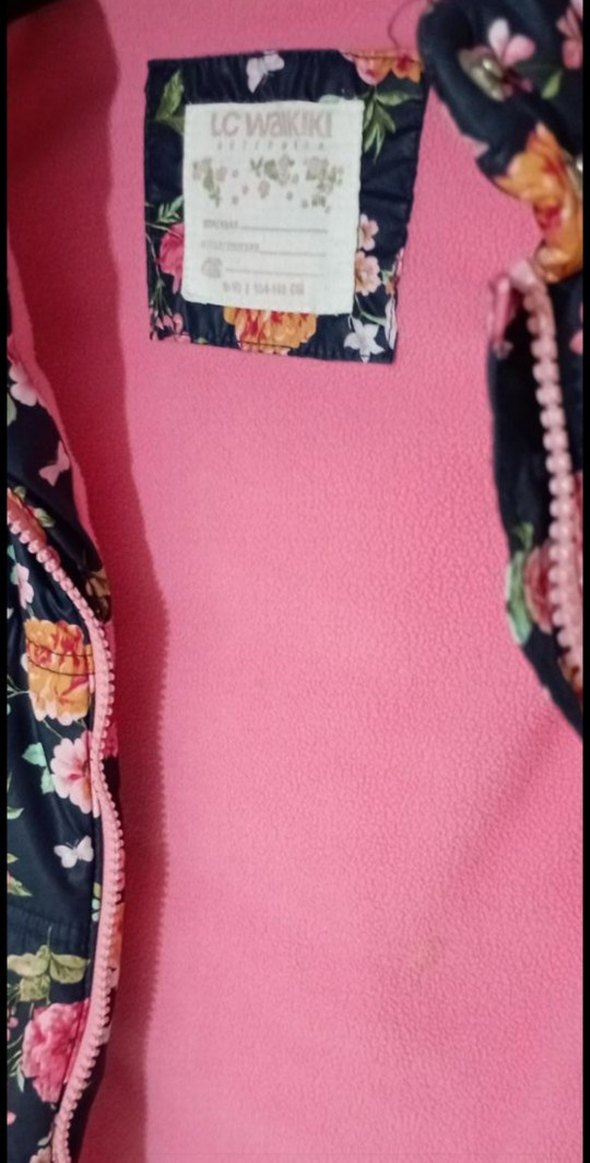 Çiçek Desenli Kız Çocuk Kapüşonlu Yelek - Görsel 4