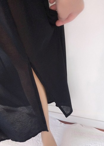 Siyah Uzun Dökümlü Kadın Pareo - Görsel 8