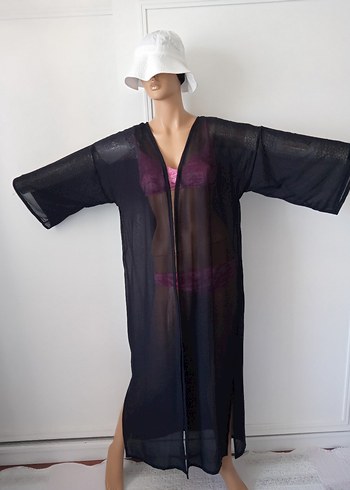 Siyah Uzun Dökümlü Kadın Pareo - Görsel 2