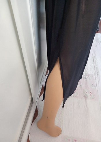 Uzun Siyah  likralı tül kumaş pareo - Görsel 9