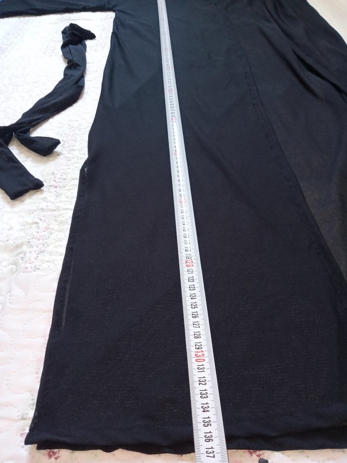Uzun Siyah  likralı tül kumaş pareo - Görsel 5