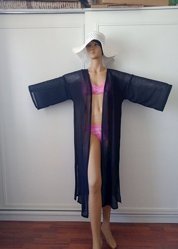 Bohem Uzun Siyah Bağlamalı Pareo - Görsel 2