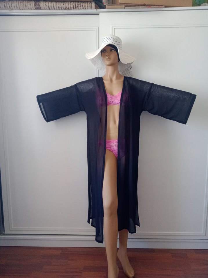 Bohem Uzun Siyah Bağlamalı Pareo - Görsel 2