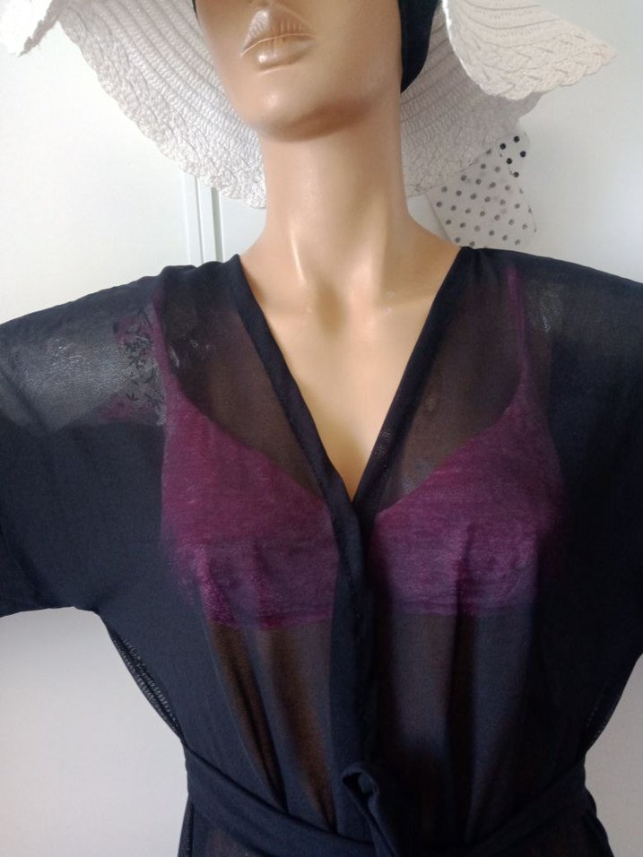 Uzun Siyah Bağlamalı Bohem Pareo - Görsel 4