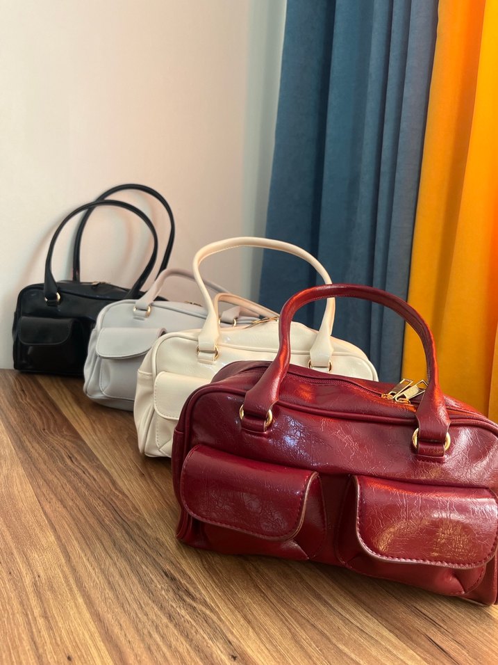 Klasik Kırmızı Deri Kadın Çanta - Görsel 2