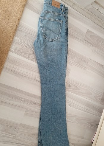 Kadın Gri Mavi Midi Denim Bol Paça Jean - Görsel 3