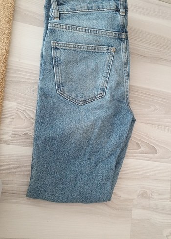 Kadın Gri Mavi Midi Denim Bol Paça Jean - Görsel 4