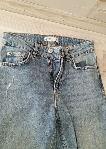 Kadın Gri Mavi Midi Denim Bol Paça Jean - Görsel 2