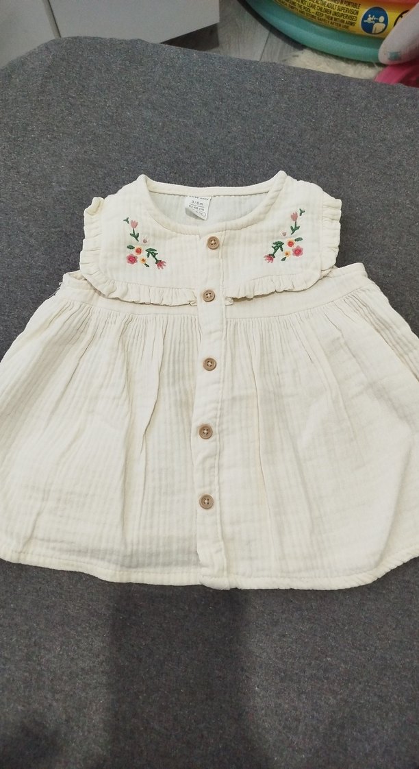 Kız Çocuk müslim Nakışlı Fırfırlı Elbise - Görsel 3