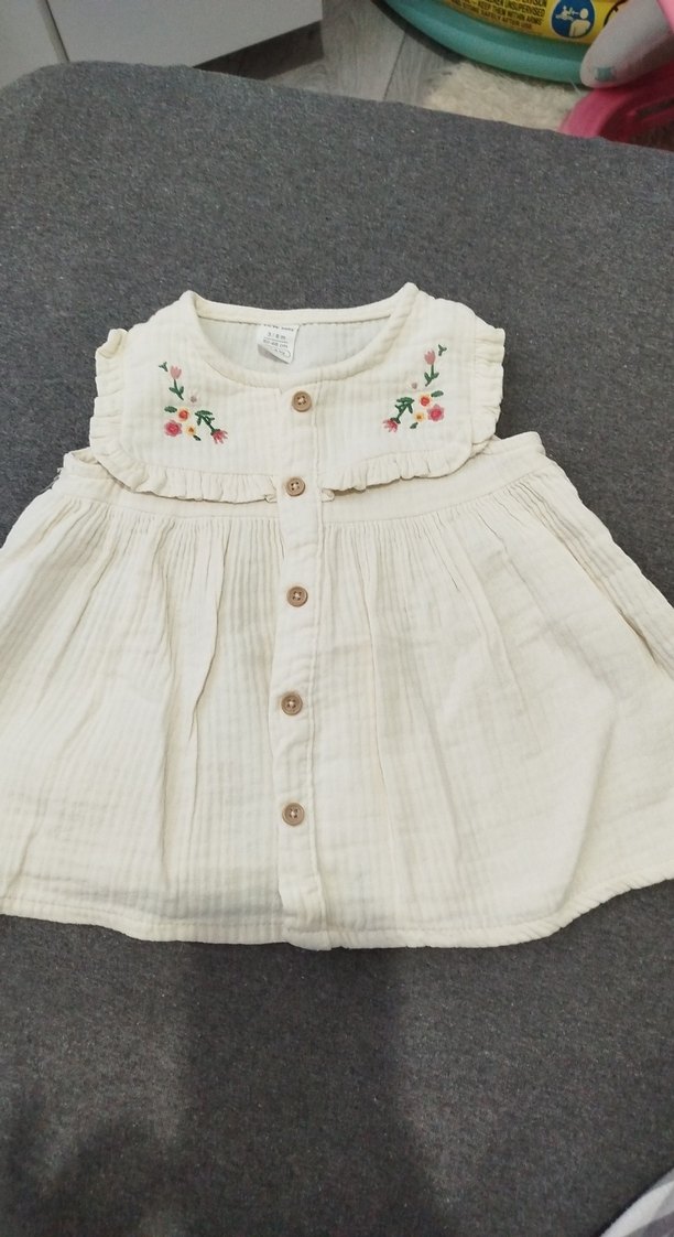 Kız Çocuk müslim Nakışlı Fırfırlı Elbise - Görsel 2