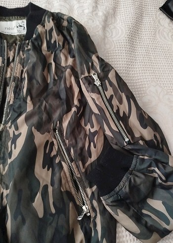 Kadın Kamuflaj Desenli Fermuarlı Ceket - Görsel 2