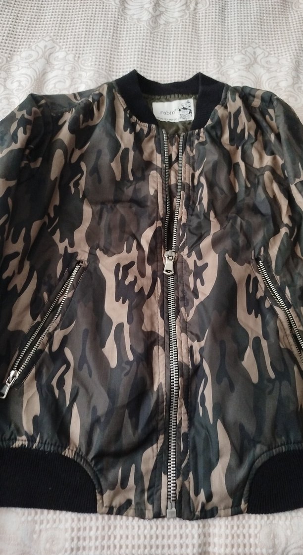 Kadın Kamuflaj Desenli Fermuarlı Ceket - Görsel 3