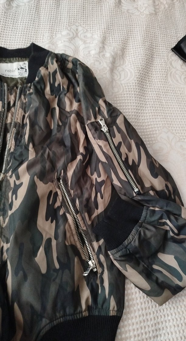 Kadın Kamuflaj Desenli Fermuarlı Ceket - Görsel 2