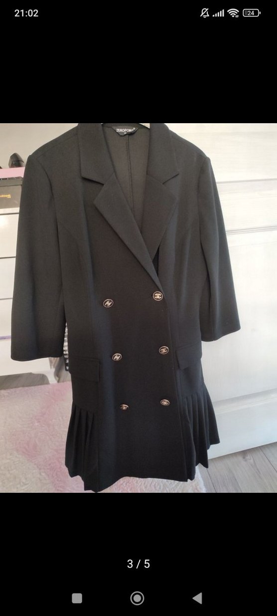 Düğmeli Siyah  Mini Elbise - Görsel 3