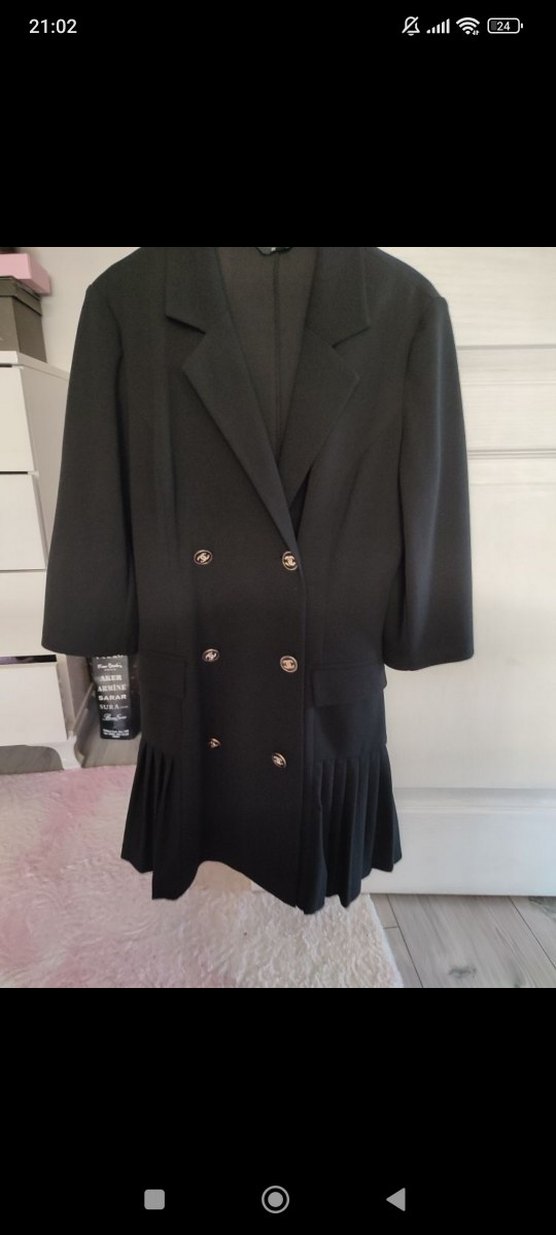 Düğmeli Siyah  Mini Elbise - Görsel 4