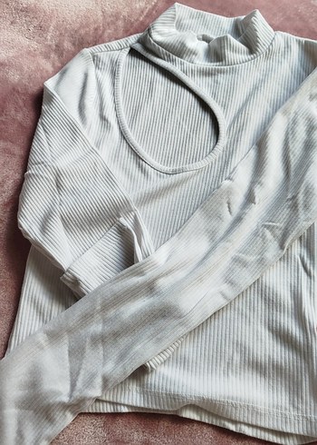 Uzun Kollu, Mini, Beyaz Kadın Kazak - Görsel 3