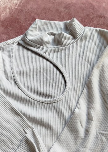 Uzun Kollu, Mini, Beyaz Kadın Kazak - Görsel 4