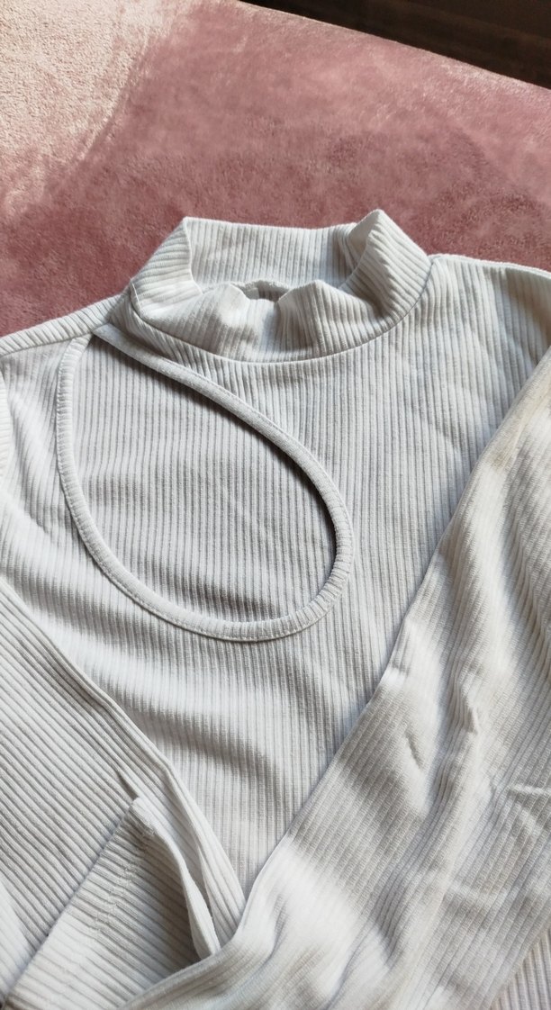 Uzun Kollu, Mini, Beyaz Kadın Kazak - Görsel 4