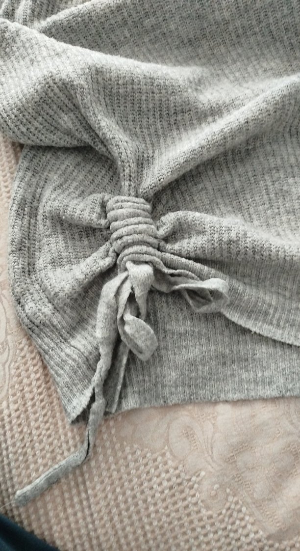 Gri Örgü  V yaka Kadın Kazak - Görsel 5