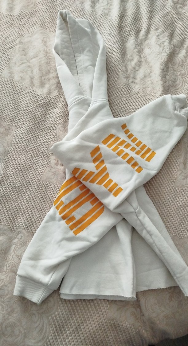 Kadın Beyaz Kapüşonlu Kolsuz Mini Sweatshirt - Görsel 4