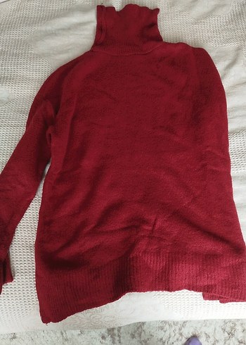 bordo Balıkçı Yaka Kadın Triko Kazak - Görsel 4